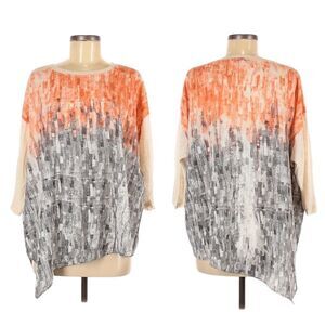 ZOZO Linen Blend Asymmetrical Hem Lagenlook Tunic Blouse M